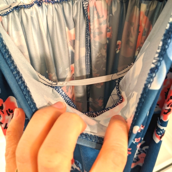 Quinee Women's Blue Floral Short Sleeve Maternity Nursing Breastfeeding Dress - Picture 7 of 7